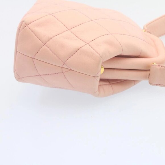 CHANEL Matelasse Hand Bag Lamb Skin Pink CC Auth 29107AV - Picture 6 of 16